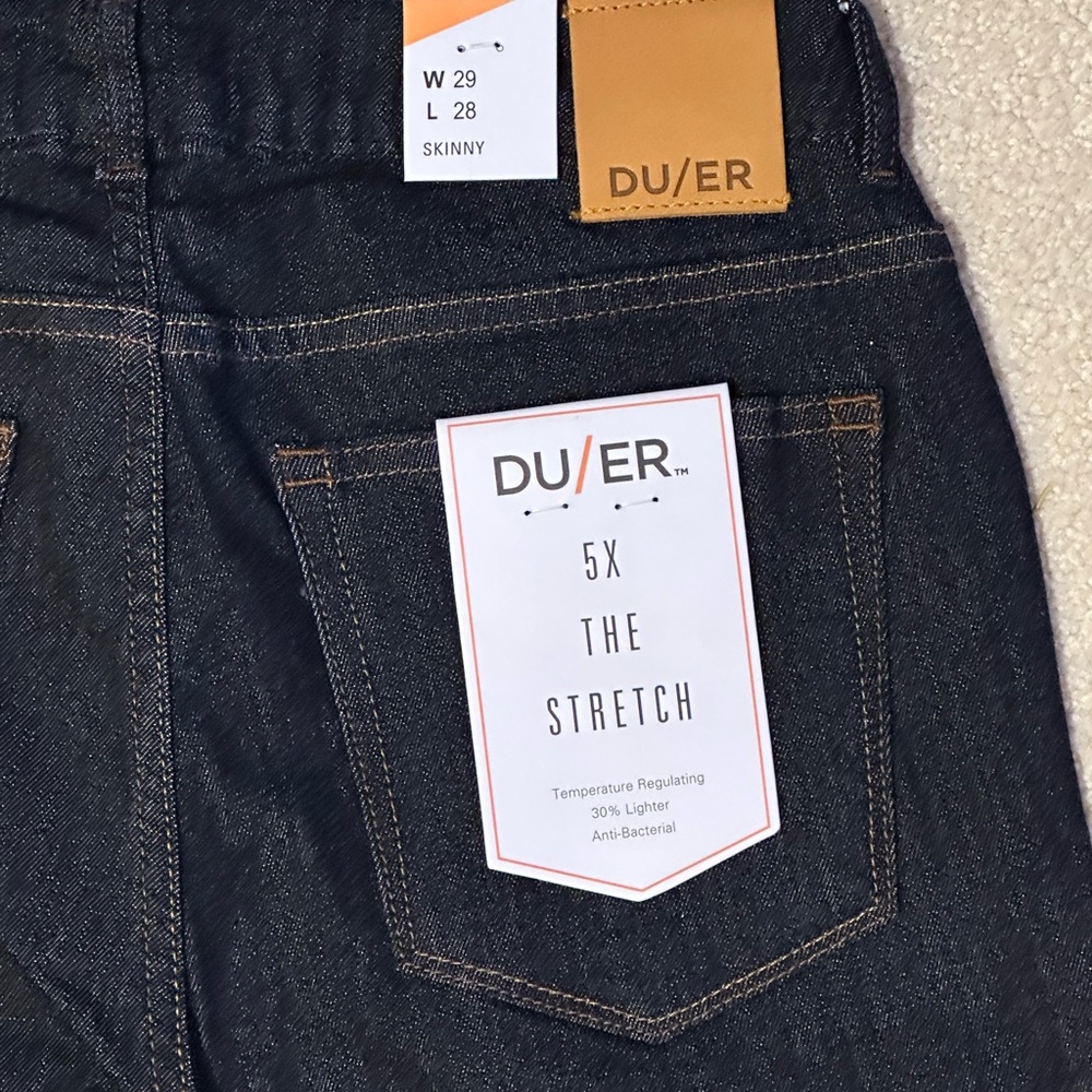DUER WOMEN’S PERFORMANCE DENIM HIGH RISE SKINNY 29x28 NWT $135 Heritage Rinse